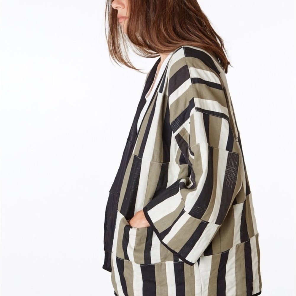 Tonle Large jacket Patchwork Black Tan Lagenlook … - image 2